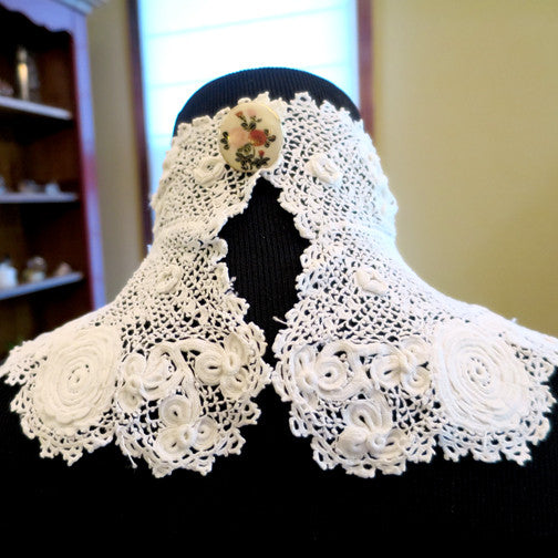 Lace Collar, Antique Victorian Irish Lace – Bespoke Buttons