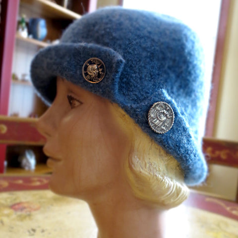 Felted Wool, Cut Metal Dual-Button Hat
